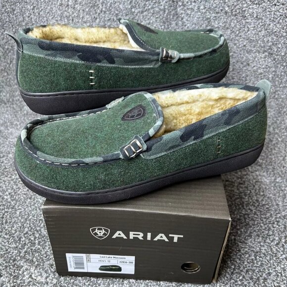 ARIAT Men's Indoor & Outdoor Rubber Bottom Lost Lake Moccasin Slippers Sz 12 NWT - Picture 1 of 5